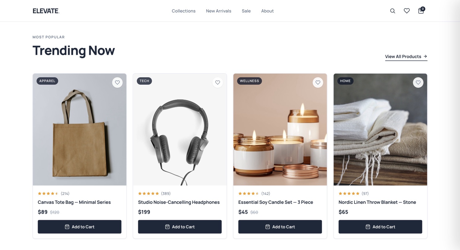 ภาพหน้าจอ Elevate Commerce บนเดสก์ท็อป