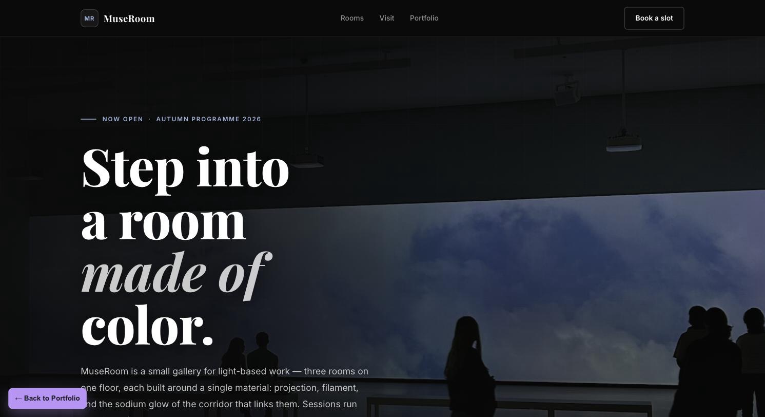 MuseRoom live page screenshot.