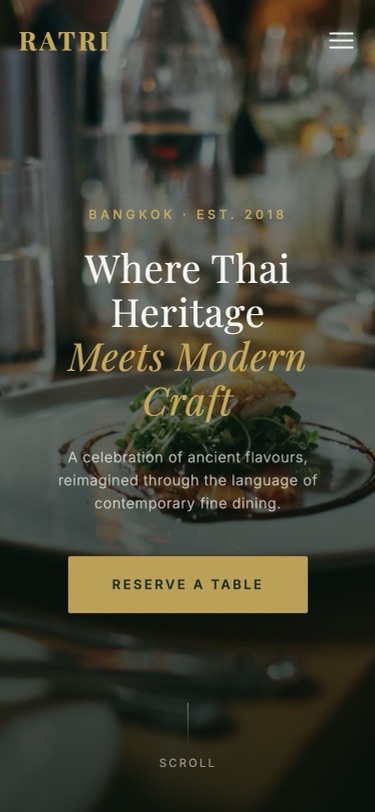 ภาพหน้าจอ RATRI Restaurant บนมือถือกว้าง 375 พิกเซล