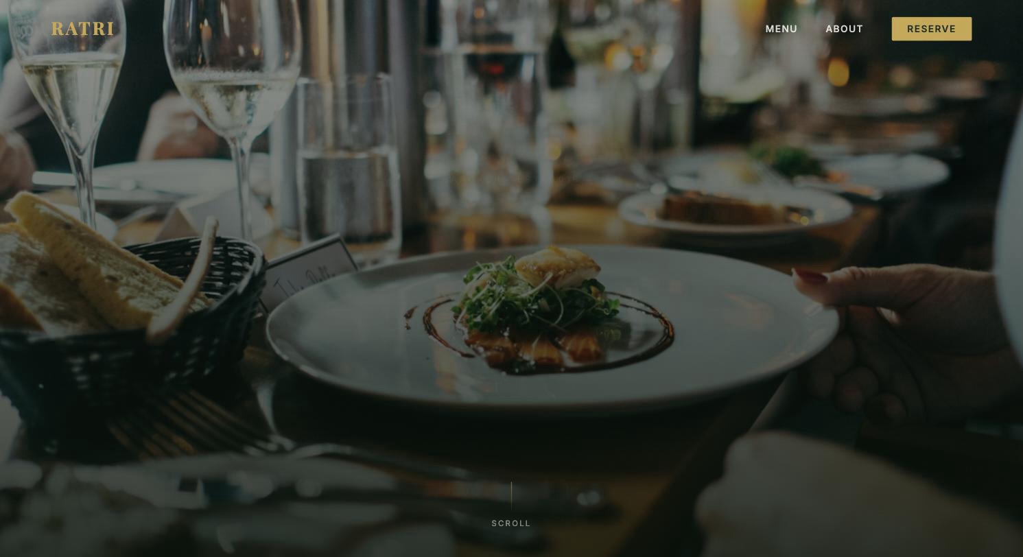 RATRI Restaurant live page screenshot.