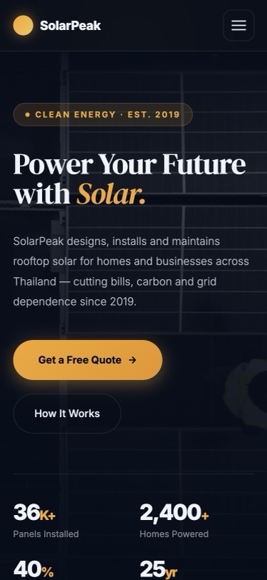 ภาพหน้าจอ SolarPeak บนมือถือกว้าง 375 พิกเซล